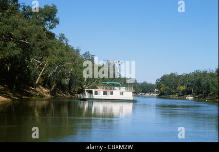 Hausboote auf dem Murray River in der Nähe von Echuca, Victoria, Australien Stockfoto