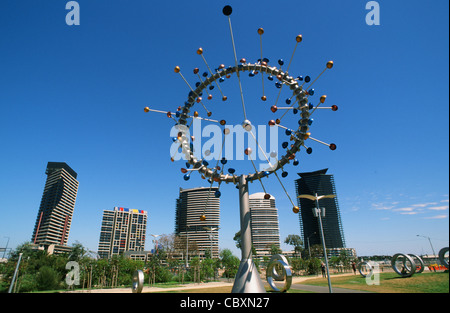 Duncan Stemlers Blasloch am Spielplatz und Park der sanierten Docklands in Melbourne, Victoria, Australia Stockfoto