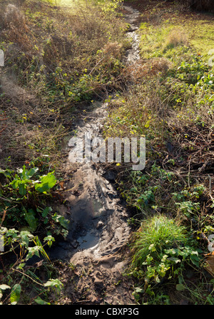 Abstraktion und Trockenheit, was zu dem ausgetrockneten Bett des Flusses Misbourne Chalfont St. Peter Buckinghamshire UK Stockfoto