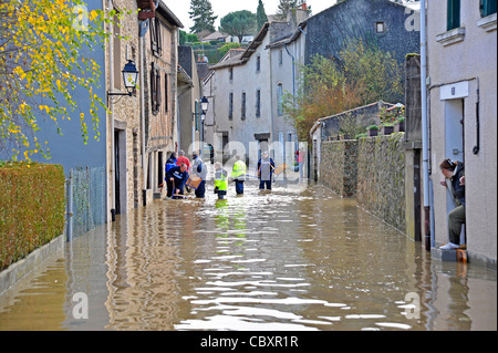 Hochwasser in Parthenay Deux-Sèvres Frankreich Stockfoto