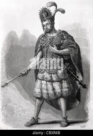 Montezuma oder Moctezuma II (c1466-1520) neunten aztekischen Kaiser und Herrscher von Tenochtitlan (reg. 1502-1520). Aztekenreich. Vintage Illustration oder Gravur Stockfoto