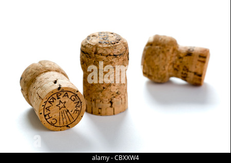 Sektkorken isoliert auf weißem Hintergrund Stockfoto
