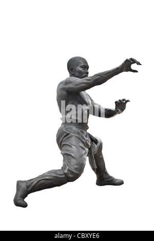 Mönch-Krieger-Kung Fu-Statue auf weißem Hintergrund (nehmen Sie von chinesischen Tempel Thailand) Stockfoto