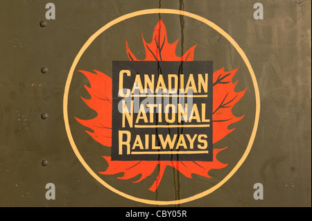 Ein Vintage und legendäre Canadian National Railway-Logo auf einem Zug Auto außerhalb Pier 21 auf der Halifax waterfront Stockfoto