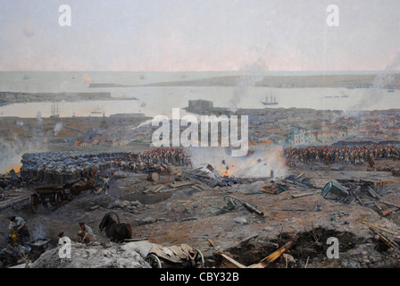 Krimkrieg (1853-1856). Belagerung von Sewastopol 1854-1855, von Franz Alexejewitsch Roubaud (1856-1928). Halbinsel Krim. Ukraine. Stockfoto