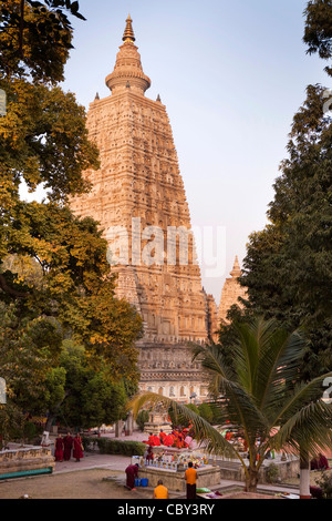 Indien, Bihar, Bodhgaya, Mahabodhi Tempel, 6. Jahrhundert buddhistischer Tempel, wo der Buddha Erleuchtung erlangt Stockfoto
