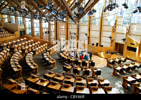 Schottisches Parlament, Innenkammer schottischen diskutieren MSPs, Edinburgh, Schottland Stockfoto