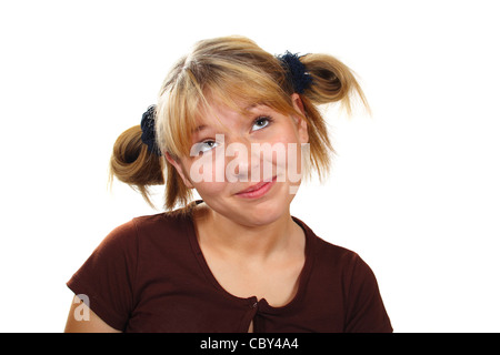 Teenager Porträtfoto auf dem weißen Hintergrund Stockfoto