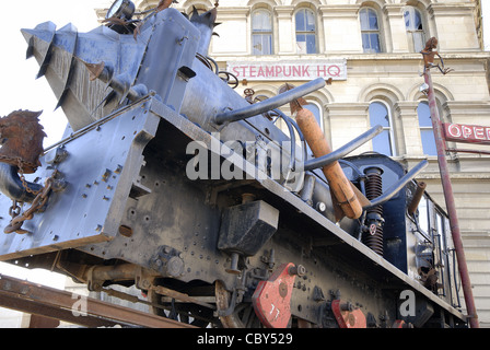 Zug-Skulptur in Oamaru, Neuseeland Stockfoto