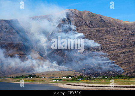 Torridon Hügel Feuer Stockfoto