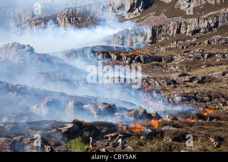 Torridon Hügel Feuer Stockfoto