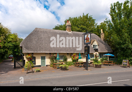 John Barleycorn Inn, Duxford, Cambridge, UK, einem historischen reetgedeckten traditionelles englisches pub Stockfoto