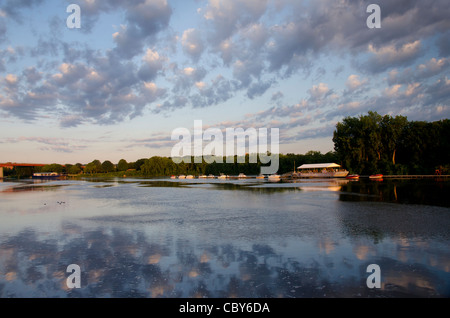 New York, Erie Canal bei Troy auf den Hudson River. Sonnenaufgang auf den Hudson River. Stockfoto