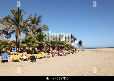 Strand von Rene Egli Surf Center auf der Kanarischen Insel Fuerteventura, Spanien Stockfoto