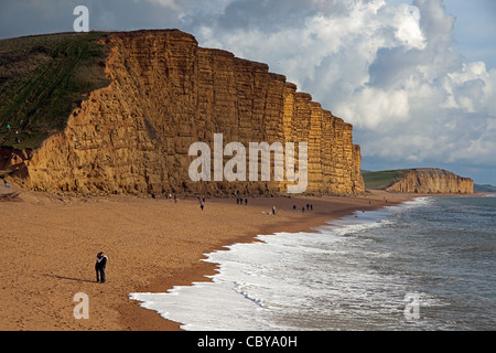 East Cliff - eine beeindruckende Sandstein der Jurassic Coast in West Bay in Dorset, England, UK Stockfoto