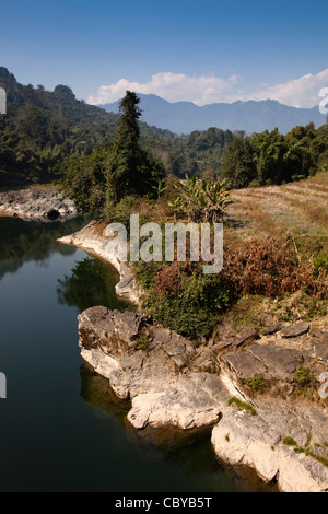 Indien, Arunachal Pradesh, Siyom Fluss entlang Stockfoto