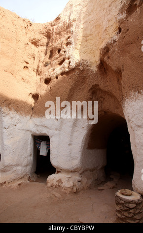 Wohn-Höhlen von Höhlenwohnungen in Matmata, Tunesien, Afrika Stockfoto