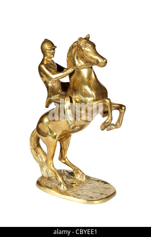 Messing Statue der Jockey auf einem Pferd Stockfoto