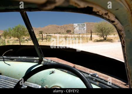 Blick durch verlassene Auto in Solitaire - Khomas Region, Namibia, Afrika Stockfoto