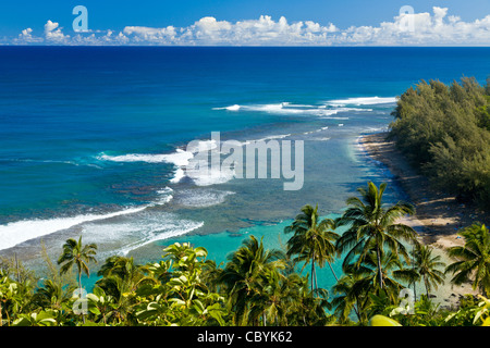 Erhöhten Blick auf Ke'e Strand, Kauai Stockfoto