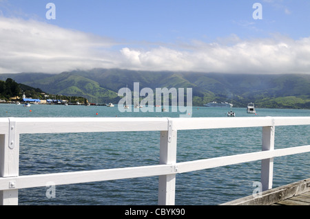 Akaroa Harbour, Neuseeland. Stockfoto