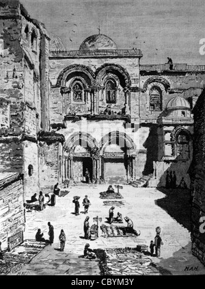 Kirche des Heiligen Grabes oder Grab (f 335) in der Altstadt, Jerusalem, Israel. c19. Gravur oder Vintage Illustration Stockfoto