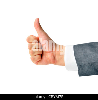 Das Unternehmer Hand mit Daumen oben, isoliert Stockfoto