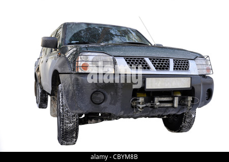 schmutzige SUV isoliert auf weißem Hintergrund Stockfoto