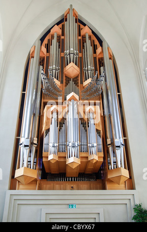 Orgel in der Kirche Hallgrímskirkja, Reykjavik, Island. Designed by Johannes Klais. Stockfoto