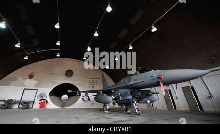 Ein F-16-Kampffalke steht bereit, um zur Unterstützung der irakischen Provinzwahlen 2009 am 30. Januar in der Joint Base Balad im Irak in den Himmel zu gelangen. Mitglieder des 332nd Air Expeditionary Wing sind mit der Bereitstellung von Luftmacht zur Unterstützung der Regierung des Irak, wie sie diese historische Wahl führt, engagiert. Insgesamt kandidieren mehr als 14,000 Kandidaten, darunter mehr als 4,000 Frauen, für rund 440 Sitze im provinzrat. Stockfoto