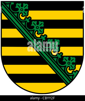 Wappen des Bundeslandes Sachsen. Stockfoto