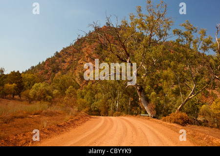 Straße durch die zerklüftete Landschaft in der Nähe von ikara Bunyeroo Schlucht in den Flinders Ranges National Park im Outback South Australia, Australien Stockfoto