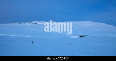 Die Farm Selholt in der Nähe von Thingvallavegur, am frühen Morgen bei-12 ° c Stockfoto