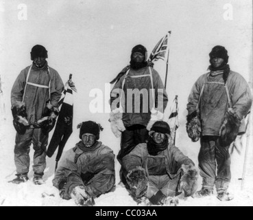 Mitglieder der Terra-Nova-Expedition am Südpol Stockfoto