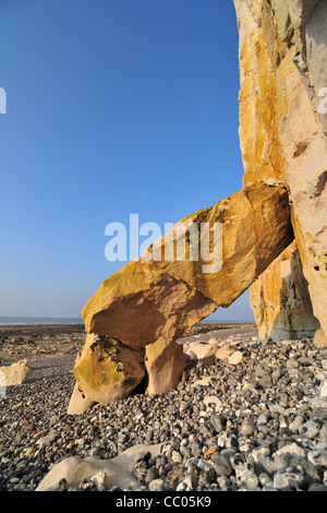 DETAIL DER KLIPPEN VON AULT, BAIE DE SOMME, SOMME (80), FRANKREICH Stockfoto