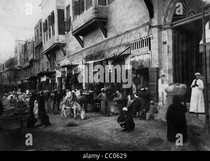 Belebten Einkaufsstraße in Kairo um 1890 Stockfoto