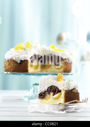 Aprikosen-Kuchen mit Mandeln Stockfoto