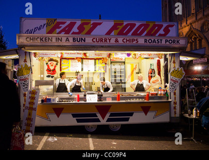 Fast-Food-Stand auf Bury St Edmunds Christmas Market 2011 Stockfoto