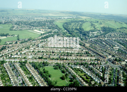 Luftaufnahme von Reihenhäusern in Fiveways, Brighton. Stockfoto