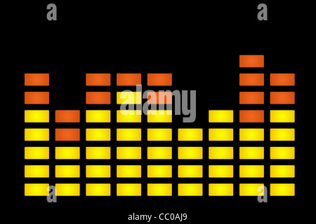 Illustration von grafischer Equilizer auf schwarzem Hintergrund. Stockfoto