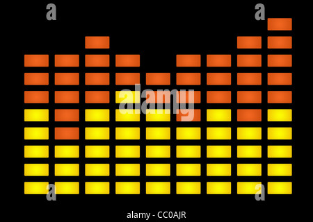 Illustration von grafischer Equilizer auf schwarzem Hintergrund. Stockfoto