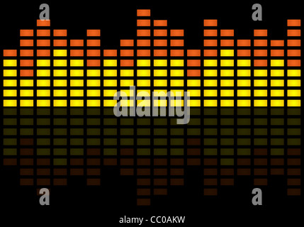Illustration von grafischer Equilizer auf schwarzem Hintergrund. Stockfoto