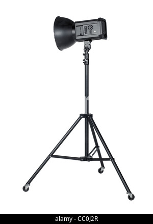 professionelle Studio-Taschenlampe isoliert auf weiss mit Beschneidungspfad Stockfoto