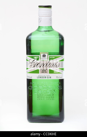 Gordons Gin mit limitierter Auflage Union Jack Aufkleber. Stockfoto