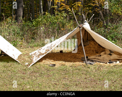 Civil War Reenactment Camp das Wochenende verbrachte lebt, wie sie Taten während des Bürgerkriegs diese sind einige der Zelte Stockfoto