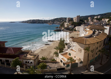 Strand von Cala Mayor und Hotel Nixe Palace Mallorca Mallorca-Winter. Spanien Stockfoto