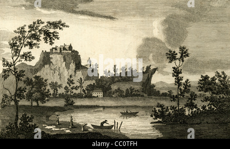 1789 Gravur von Stirling Castle in den Highlands von Schottland. Stockfoto