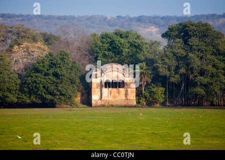 Rajbagh See und Maharadschas von Jaipur Jagdschloss in Ranthambhore National Park, Rajasthan, Nordindien Stockfoto