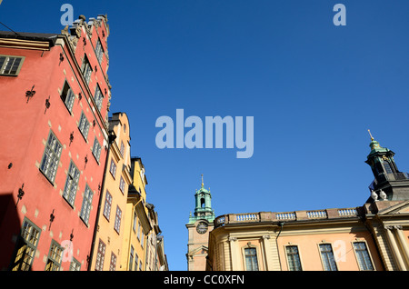 Perspektive in der alten Stadt Stockholm Stockfoto