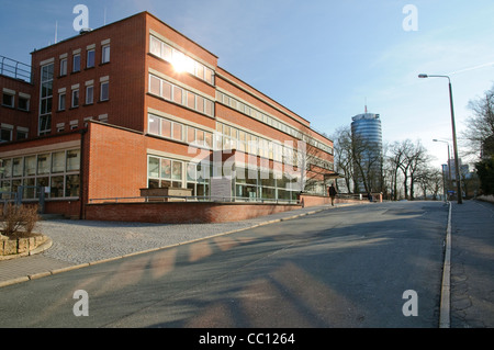 Mensa, Kantine von der Friedrich-Schiller-Universität im Bauhaus Stil erbaut, Jena, Deutschland Stockfoto